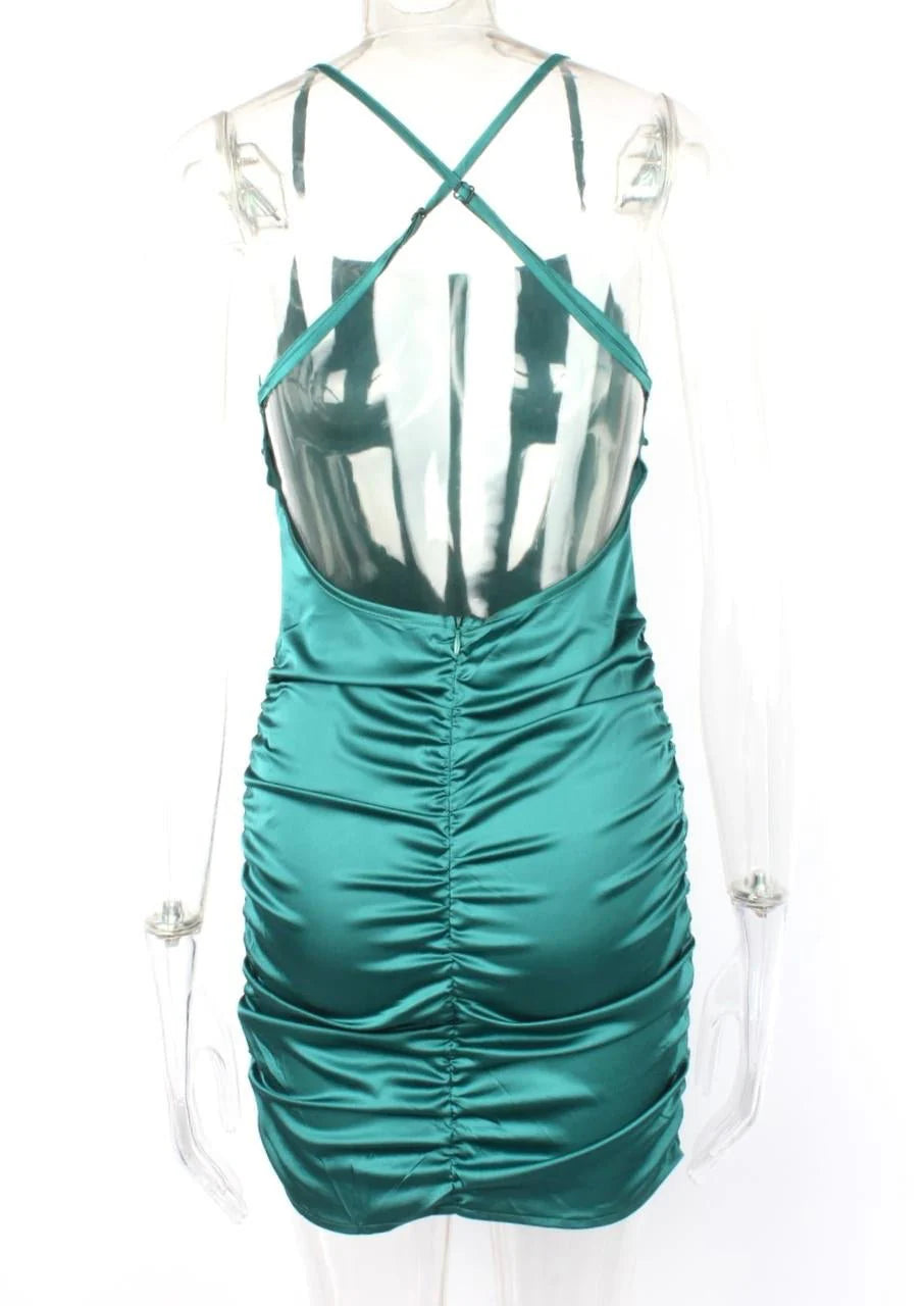 Allure Ruched Satin Mini Dress