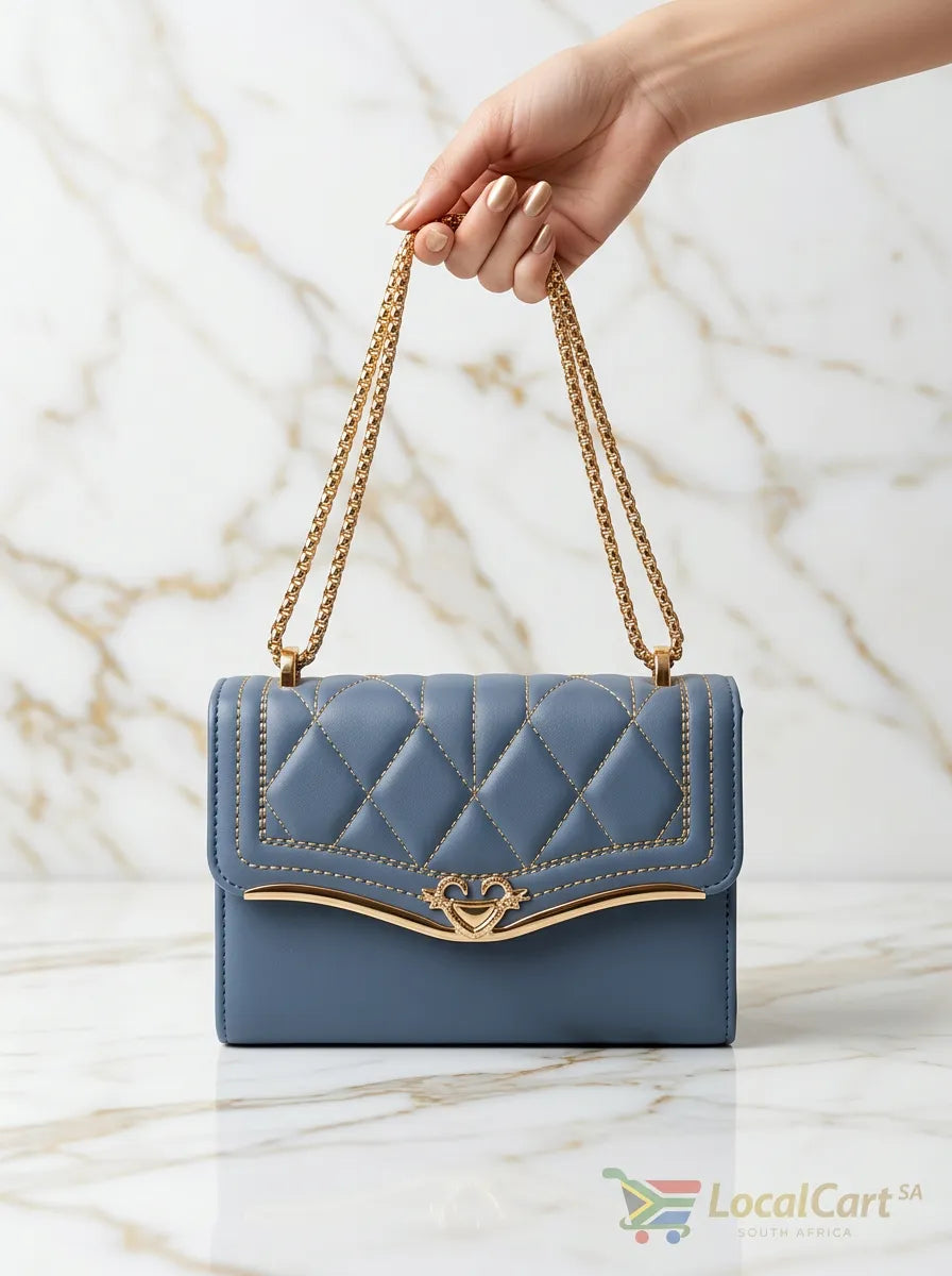Quilted shoulder bag in blue – Local Cart SA